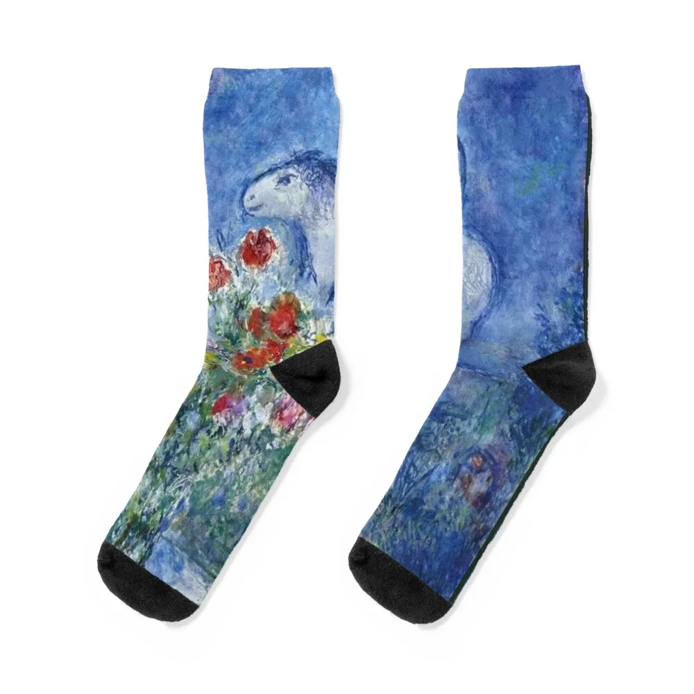 

The promenade art of marc chagall classic poster Socks snow aesthetic floral luxury Men's Socks Women's