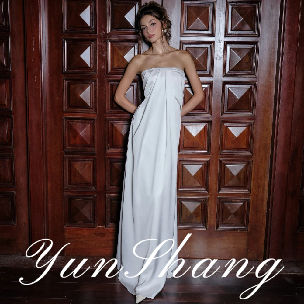 

YunShang Customized Strapless Backless LaceUp Satin Maxi Dress Elegant Formal Evening Gown Pleated Design Sophisticated Silhouet