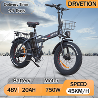 DRVETION AT20 Folding Electric Bicycle 750W Motor 48V20Ah Samsung Battery Electric Bike 20*4.0inch Fat Tire Mountain Road E-Bike
