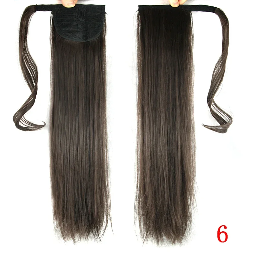 Cola de Caballo sintética larga y recta, extensiones de cabello falso, horquilla de cola de Hada, 22 pulgadas