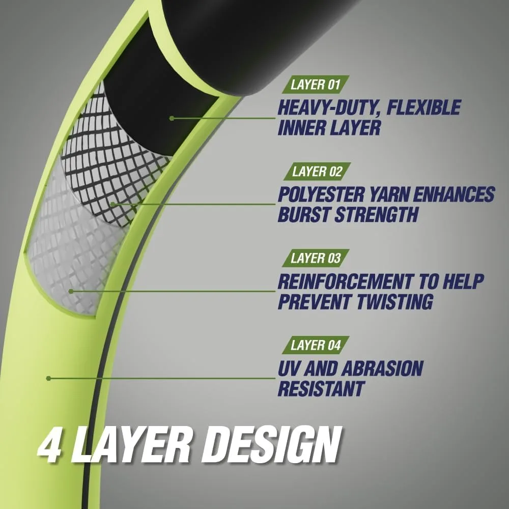 Tuyau d'arrosage léger et flexible de 100 pieds, diamètre 5/8 pouces, 4 couches étanches, outil de jardinage et d'arrosage extérieur