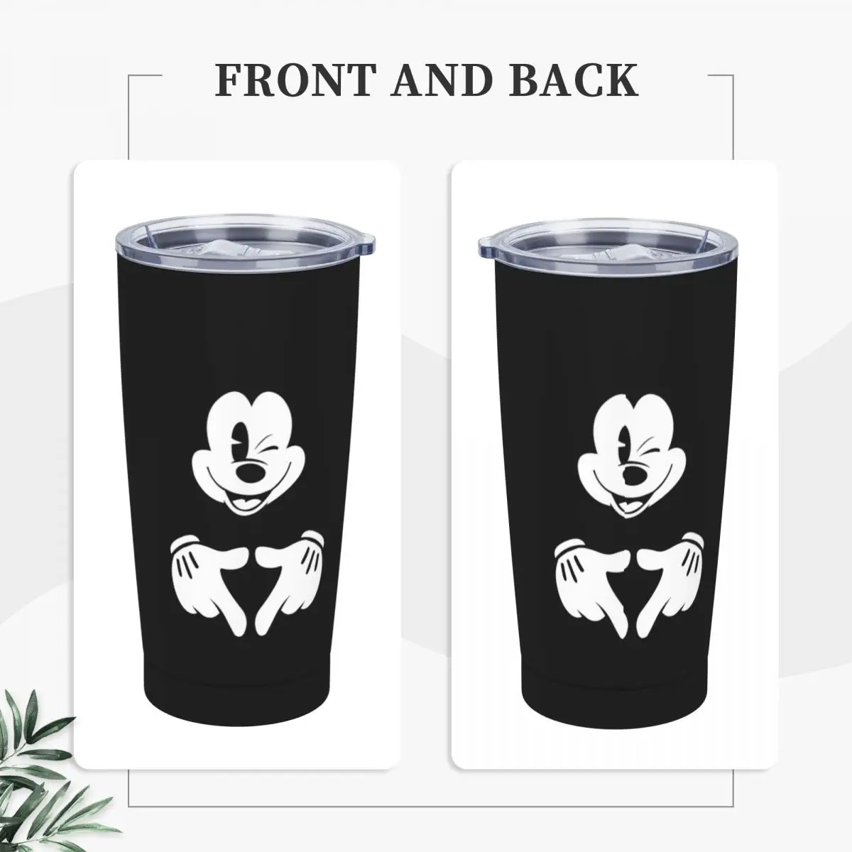 Mickey & Minnie Stainless Steel Tumbler Travel Thermal Mug With Straws and Lid 40oz Car Mugs Cold Drink Water Bottle