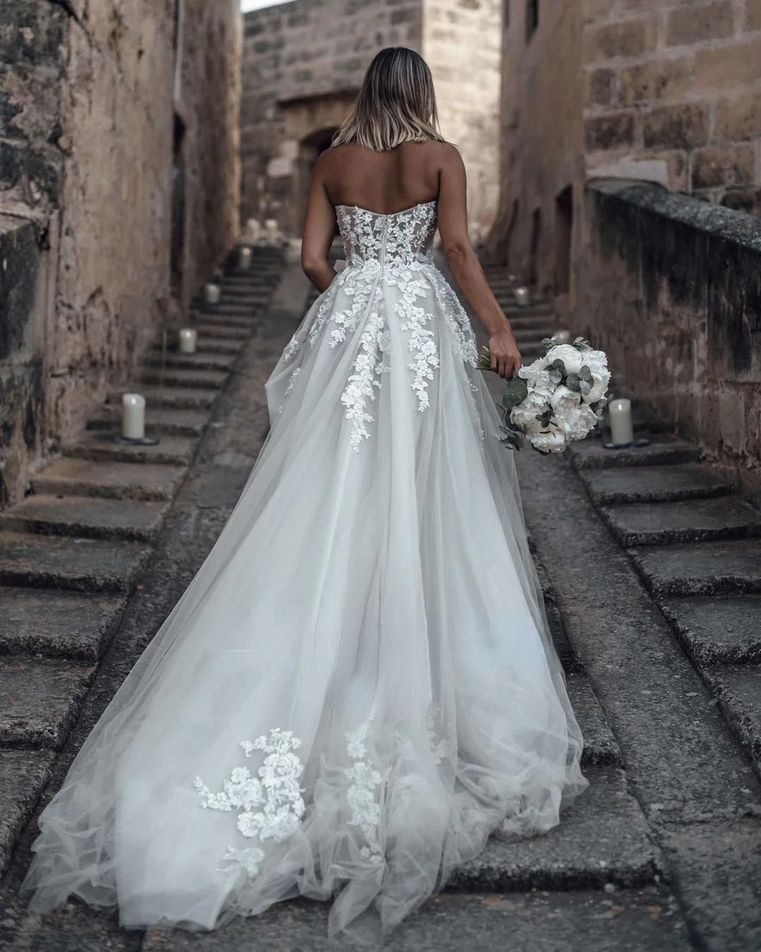 Robe de mariée princesse avec appliques en dentelle, robes de mariée de plage A-Line, dos ouvert, mariage Boho, quelle que soit la robe de mariée