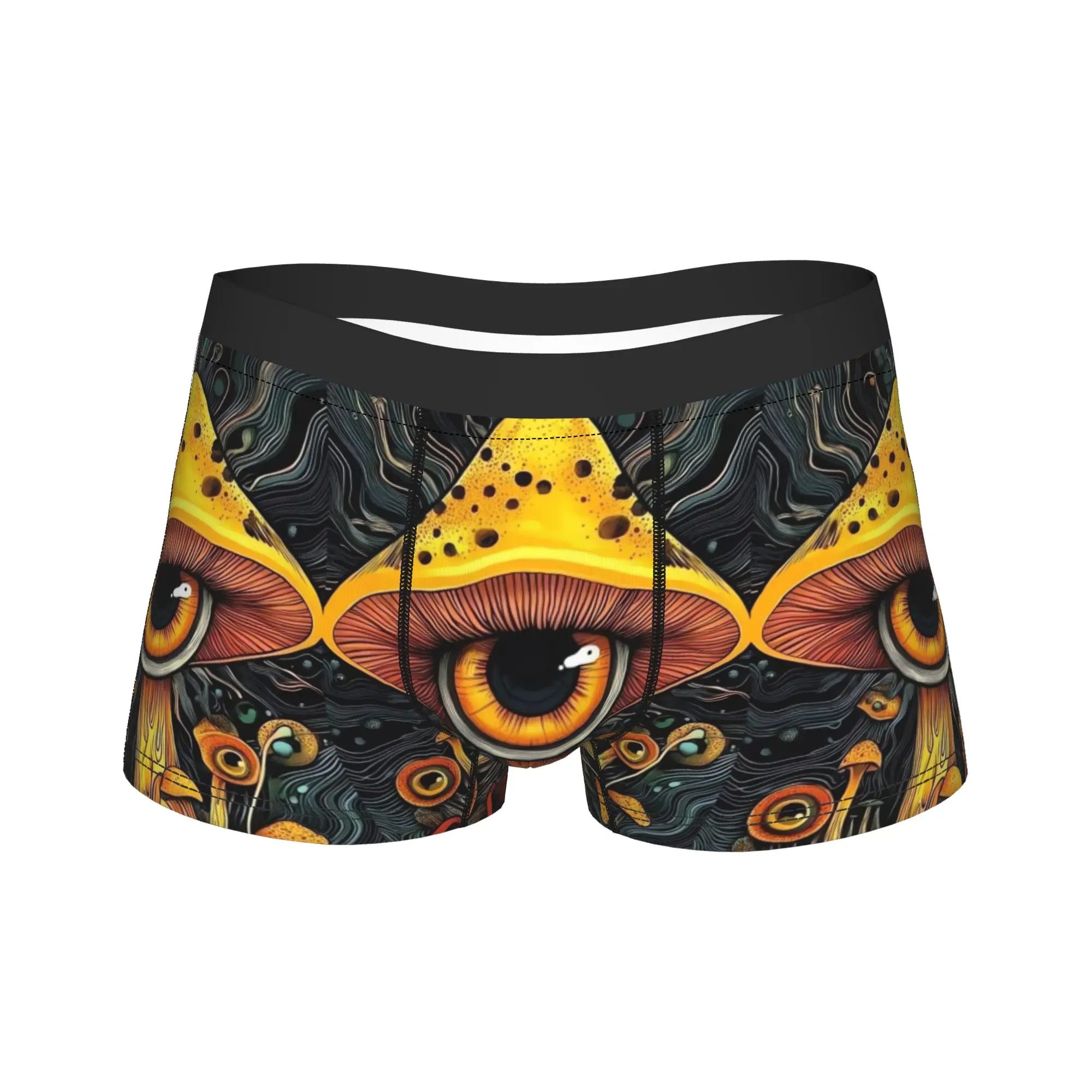 Trippy Magic Mushroom Underwear  Men Underpants Printed Novelty Boxershorts Quality Boxer Brief Plus Size 2XL