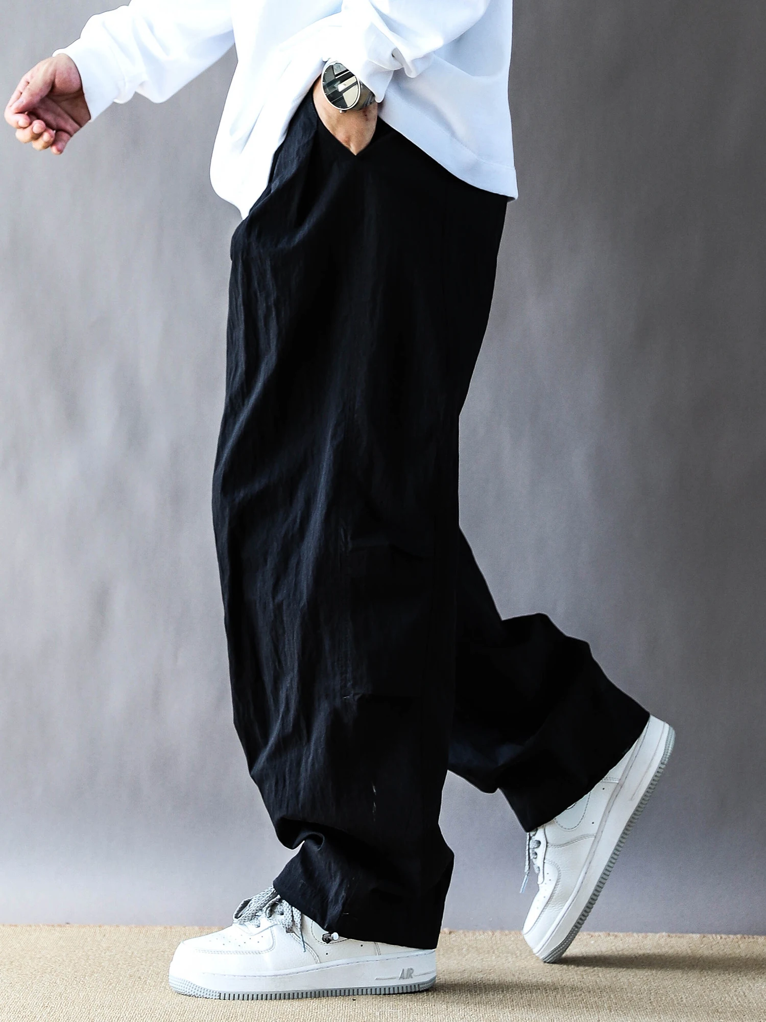 

Retro Qui Dry Pants Men's Spring Autumn Casual Loose American High Street Straight Leg Long Pants Bla Workwear Trousers