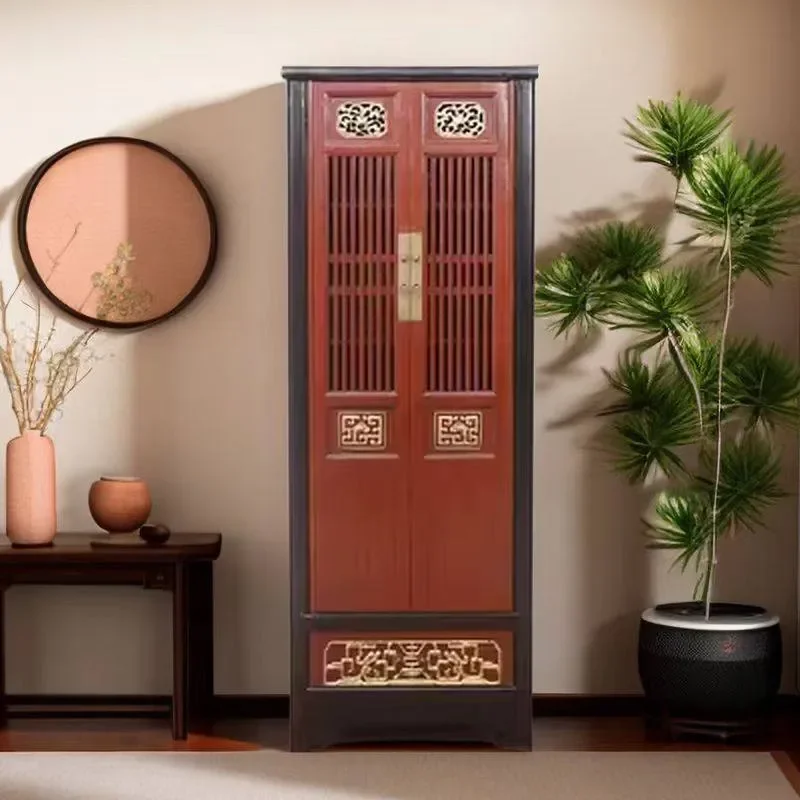 Neues chinesisches Retro-Bücherregal aus Massivholz, antik geschnitzter Wohnzimmerschrank, Schlafzimmer-Eingangsbereich, vertikaler Beistellschrank