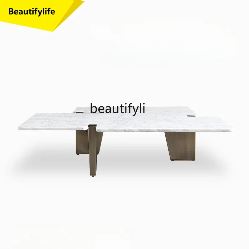 

X188Italian Modern Simple and Irregular Square Natural Marble Designer Creative Coffee Table Living Room Home Small Apartment