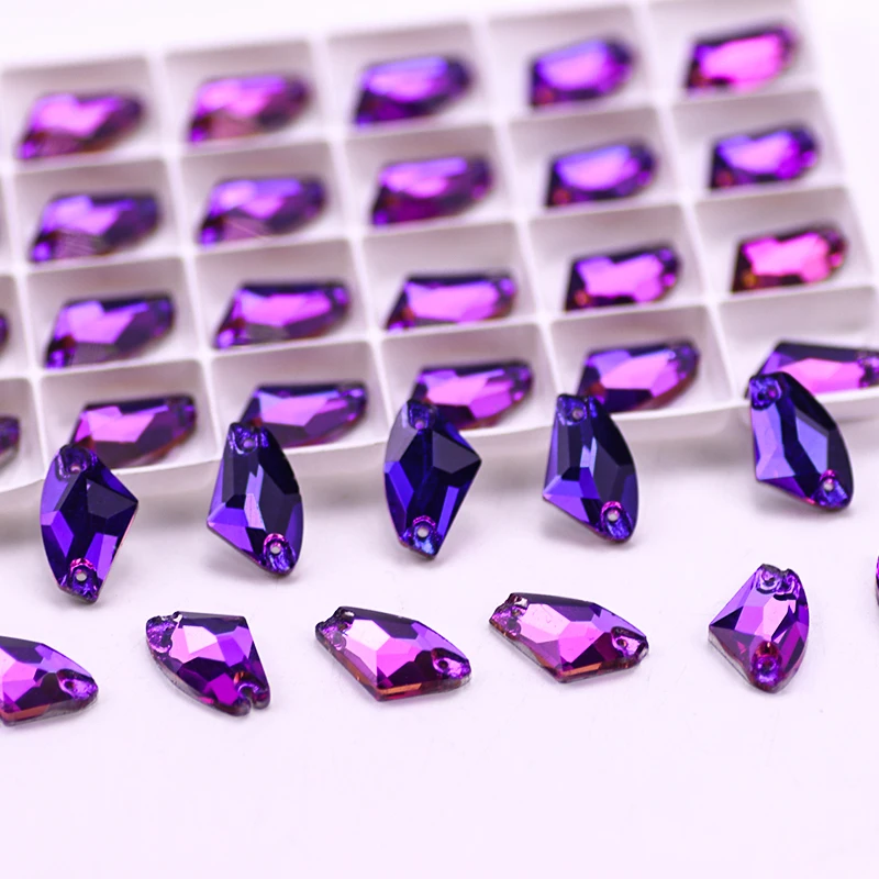 New Silk Purple Drop Rivoli AX Cosmic Glass Crystal Strass Sew On Rhinestones Flatback Stone Beads For DIY Clothing