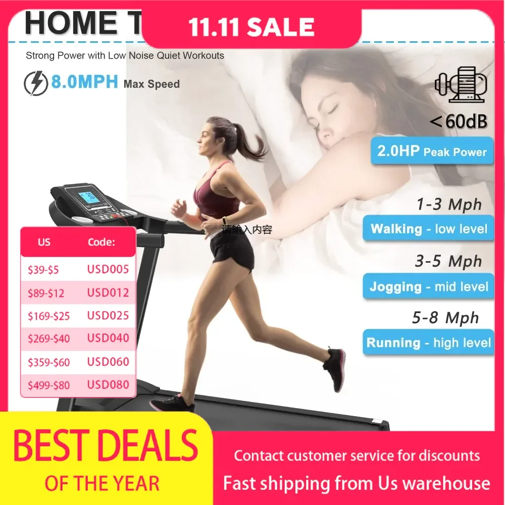 Foldable Treadmill with Incline FoldingTreadmill for Home Workout Treadmill Machine 5 LCD Screen 250 LB Capacity Bluetooth Music