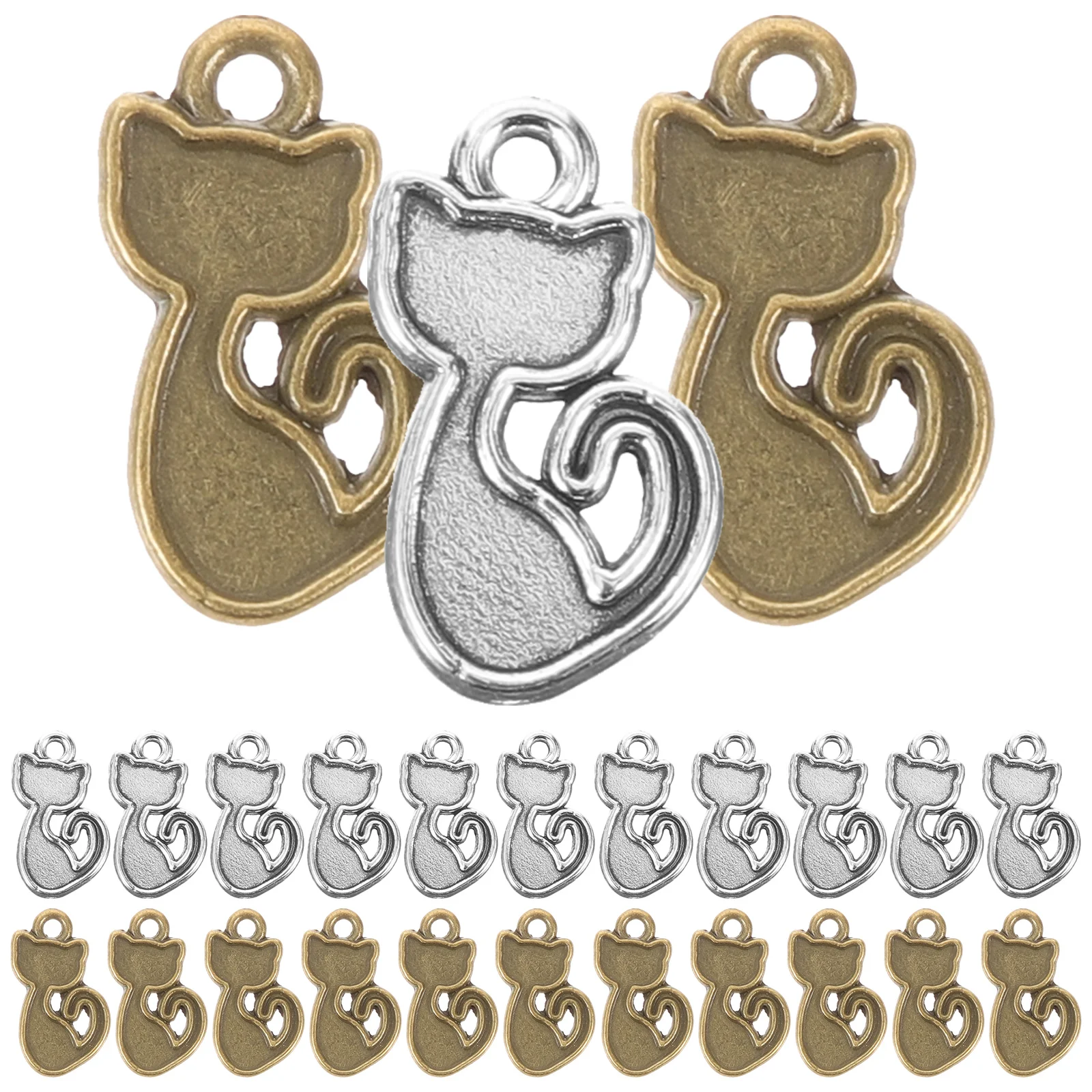 

100Pcs Retro Cat-Shaped Ornaments Creative Hanging Decorations DIY Pendants Necklace Bracelet Charm Accessories