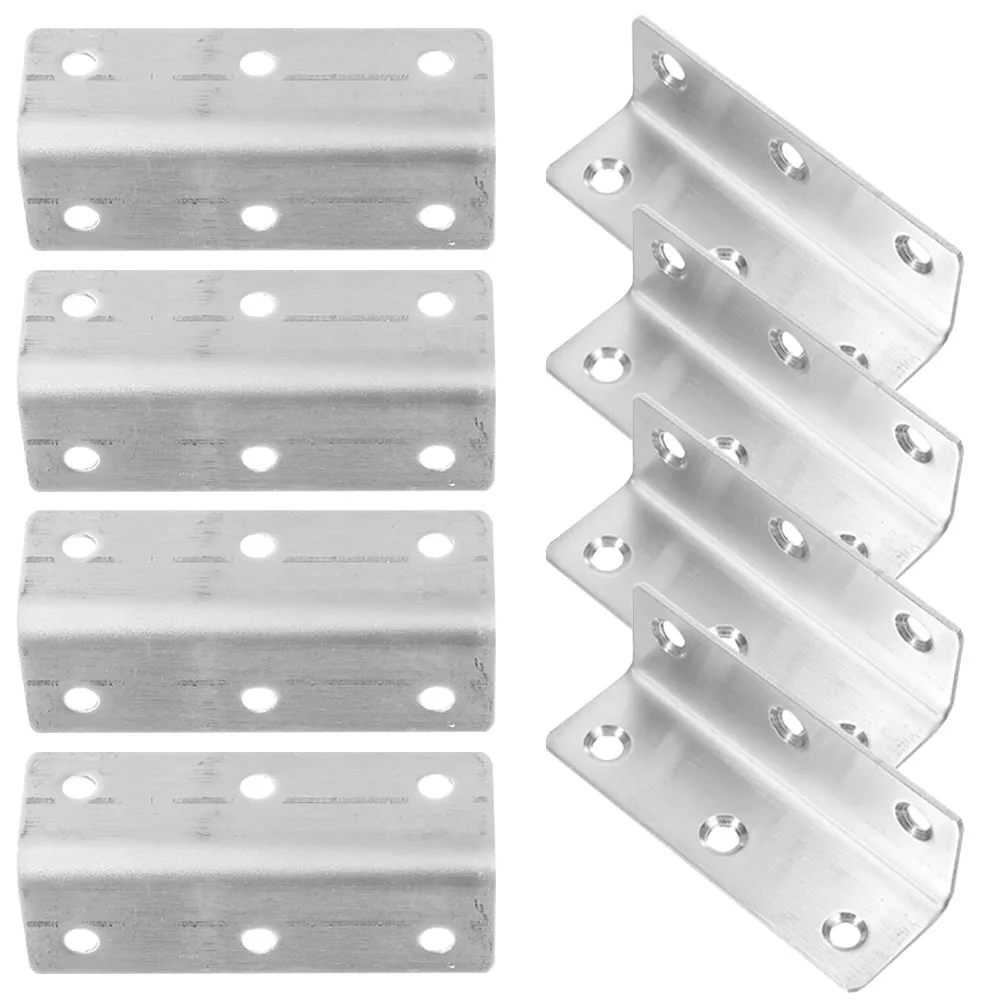 

8Pcs Long Strip Corner Brackets Stainless Steel 90Degree LShape Heavy Duty Furniture Hardware Connector Angle Braces Wood