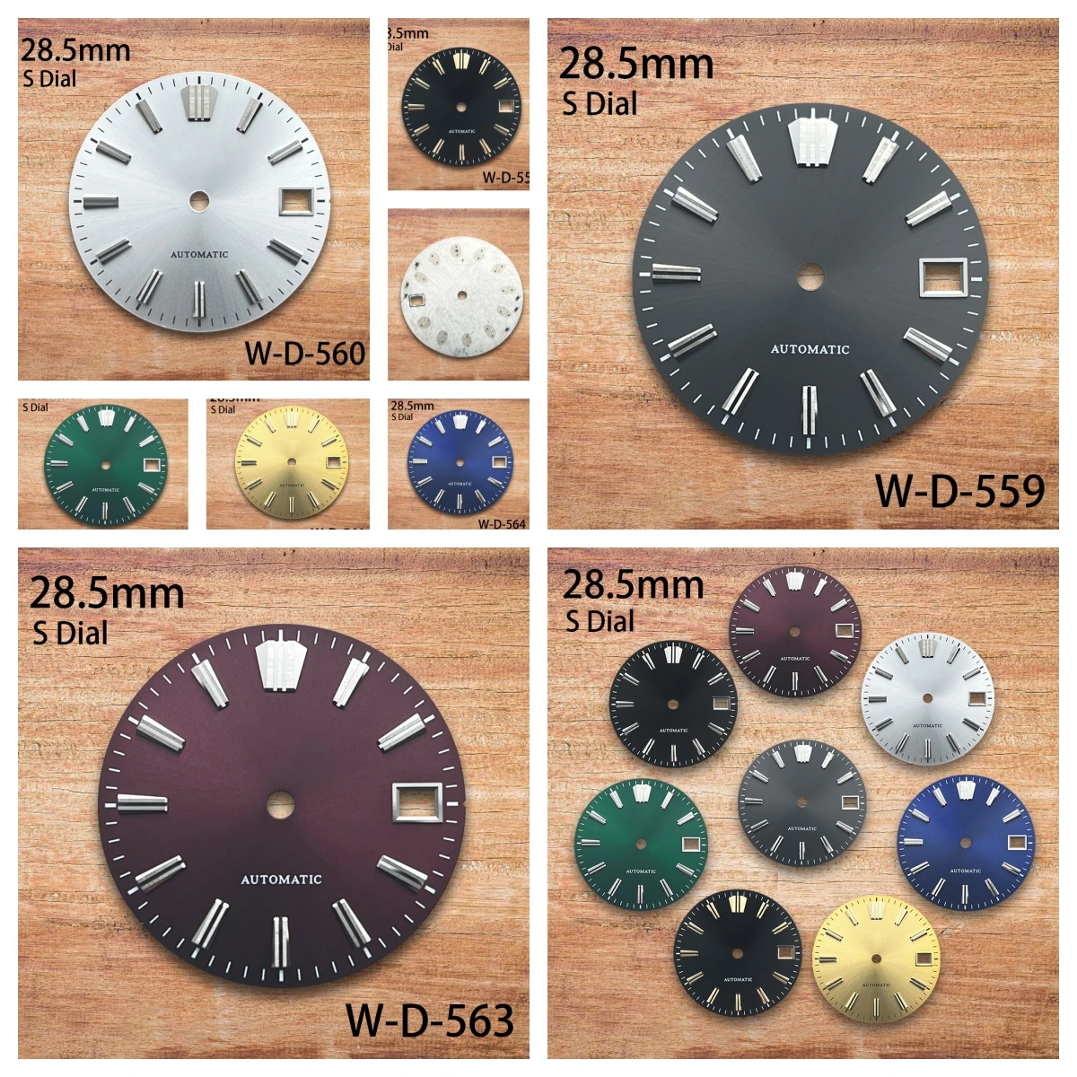 

28.5mm S Logo Sunray Dial Fit NH35/NH36/4R/7S Movement Applied Index Riveted Dial Watch Modification Accessories