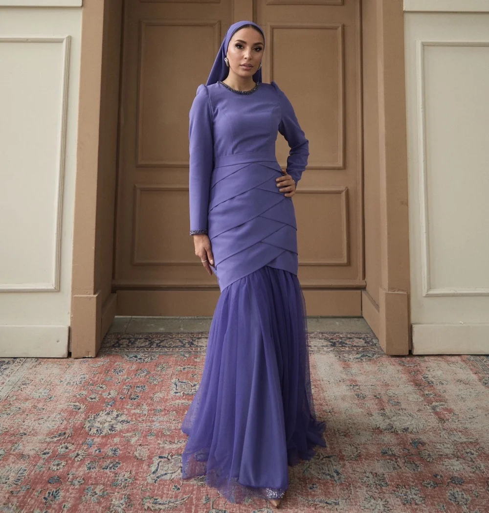 

Customized Jersey Sequined Criss-Cross O-Neck Mermaid Long Dresses Bespoke Occasion Exquisite Formal Evening Prom High Quality