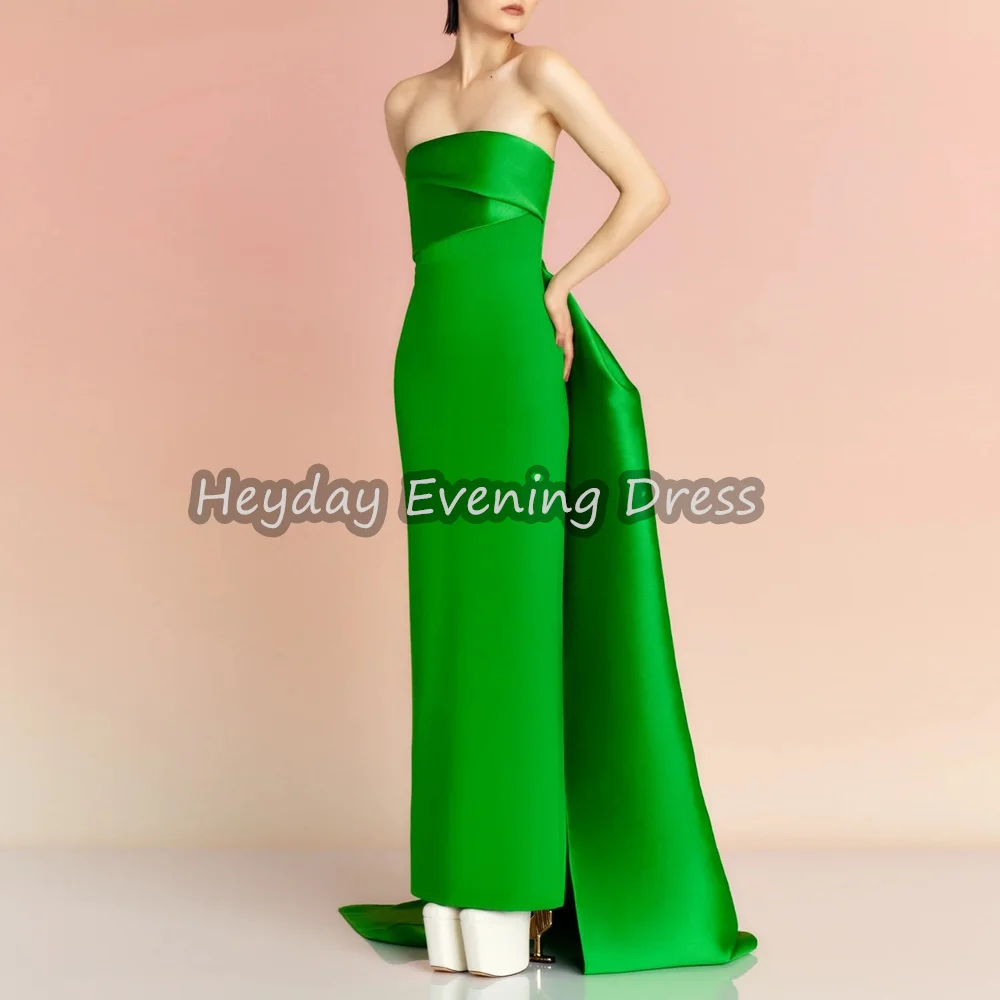 

Heyday Satin Straight Strapless Pleats Sleeveless Evening Dresses For Women 2025 With Floor Length Simple Draped Cocktail Dress