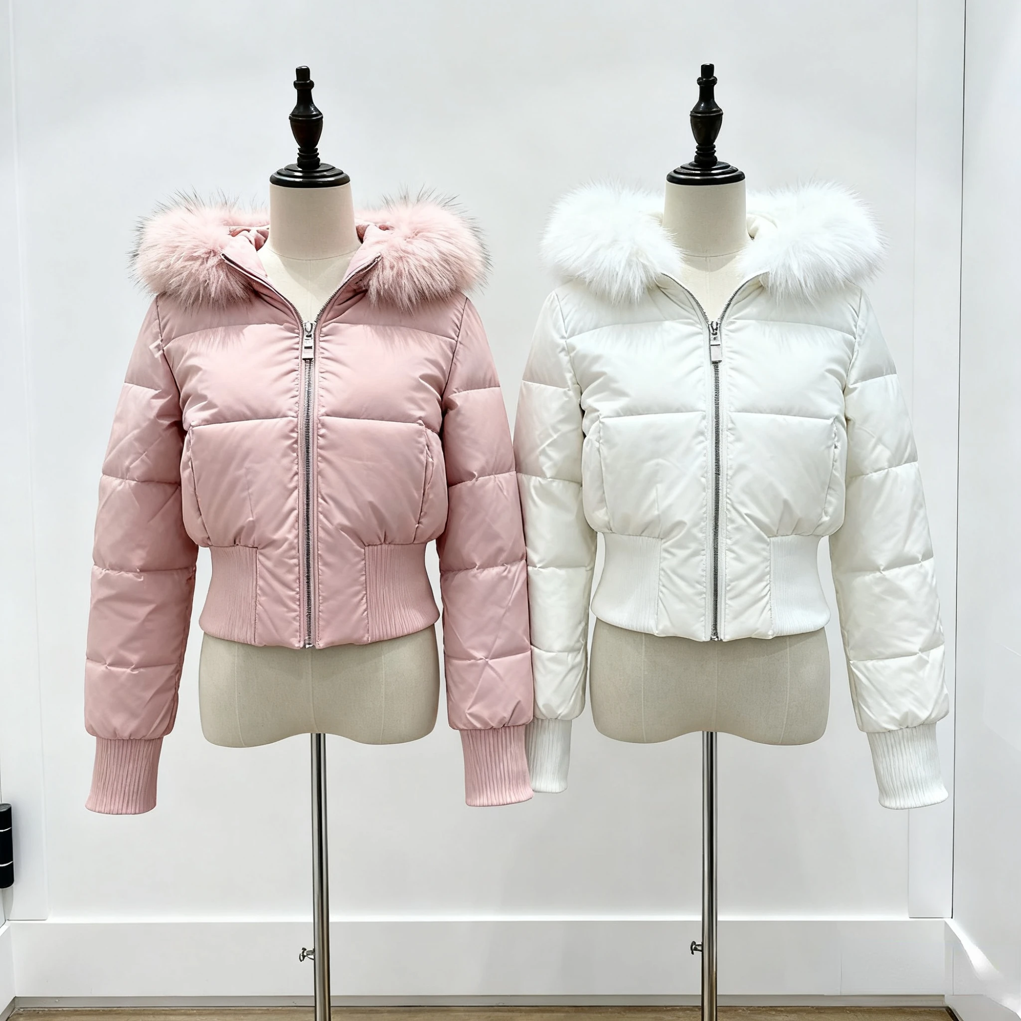 

Women Winter Design Long Sleeve Faux Fur Collar Outerwear Aesthetic Vintage Short Zipper Warm Coat Casual Retro New Down Jacket