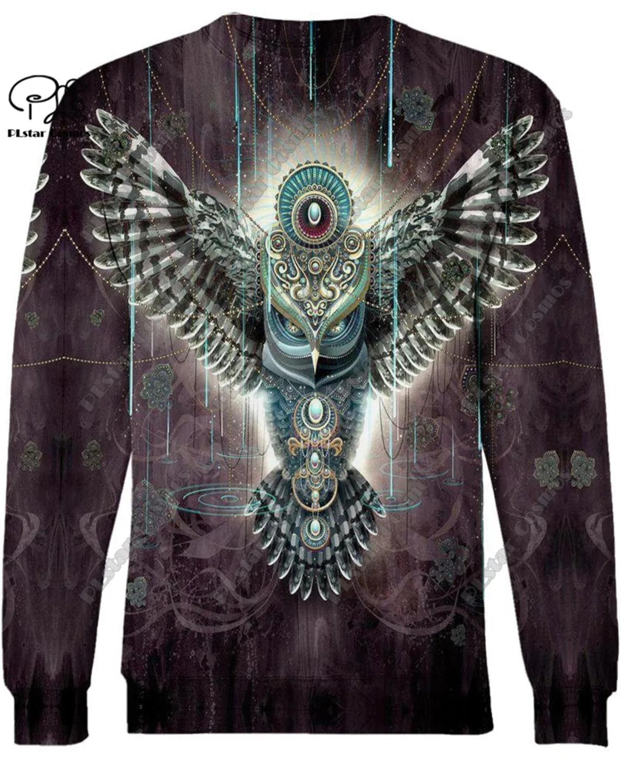 PLstar Cosmos 3D Printed Retro Aboriginal Owl Feather Pattern Street Casual Unisex New Hoodie, Sweatshirt, Zipper Hoodie M-5