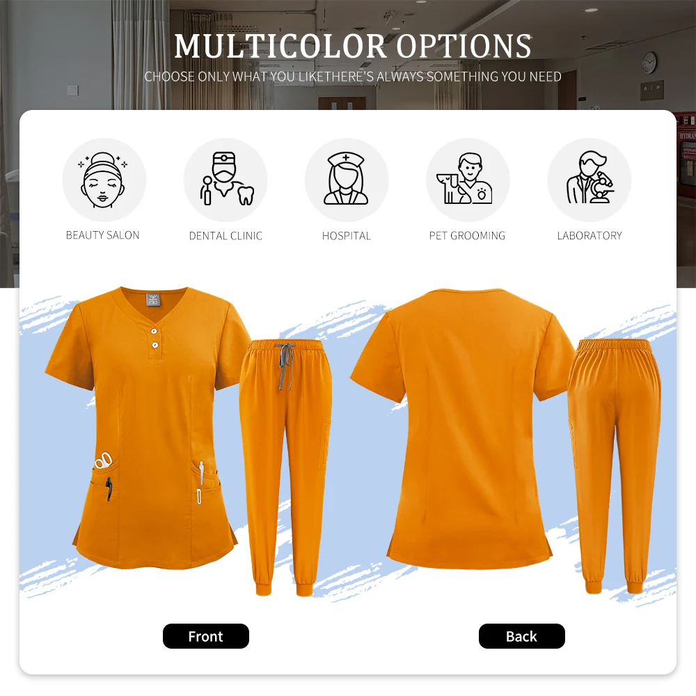 Pharmacy Nurse Uniform Multicolor Medical Surgical Suits Scrubs Jogger Sets Women Pet Medical Clothing Beauty Salon Spa Uniforms