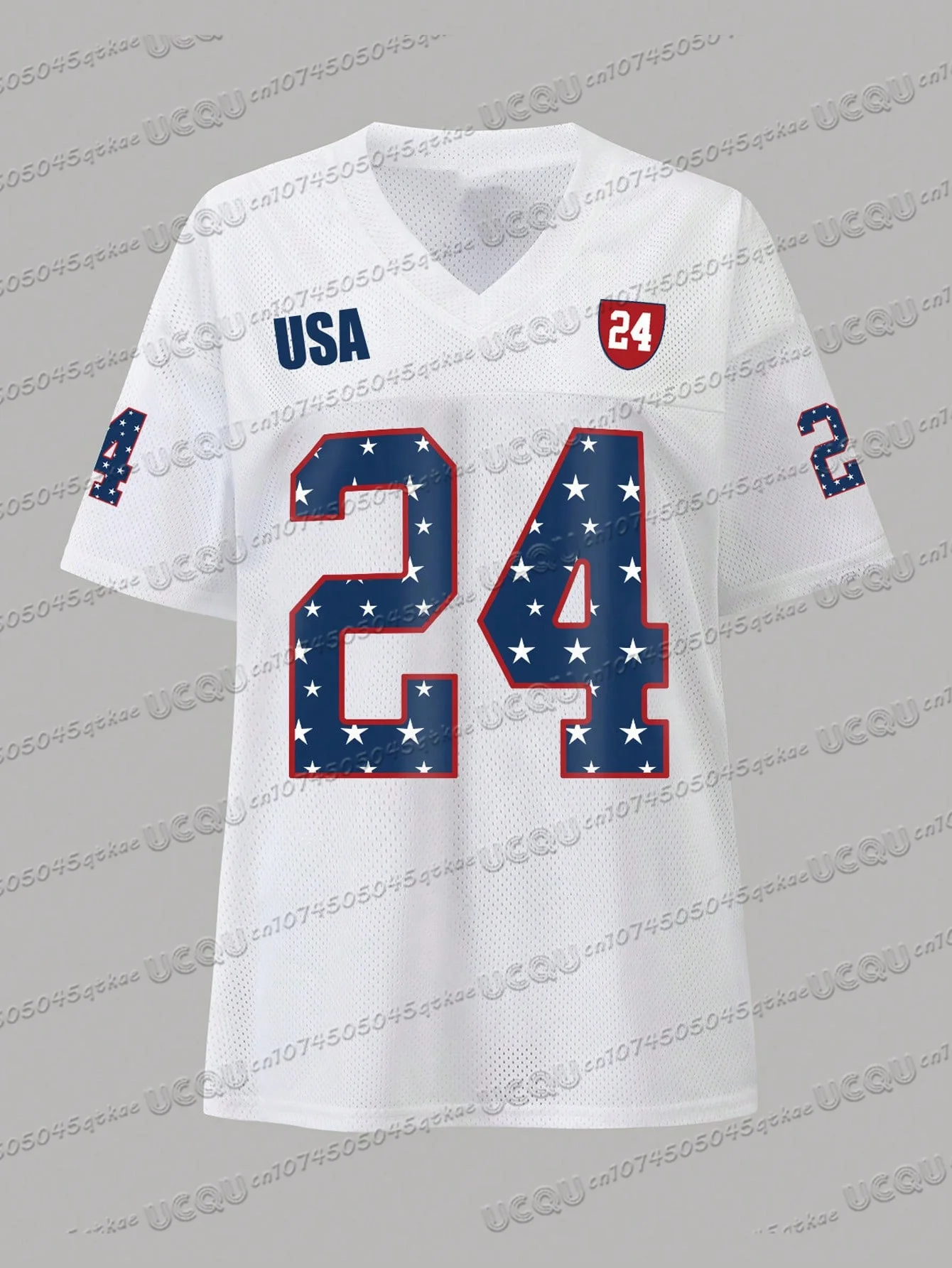 Usa No.24 Printed Mesh Jersey T-Shirt Women'S Breathable Short Sleeve Casual Sexy Streetwear Versatile Classic White Tee Y2k Top