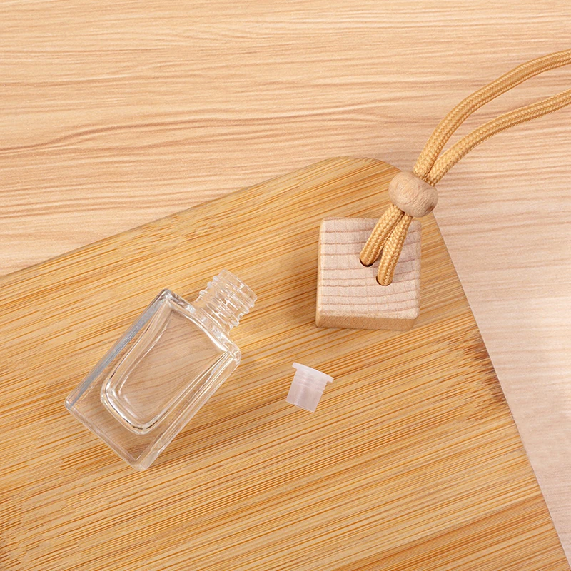 Bouteille de parfum désodorisant, 1 pièce, pendentif, bouchon carré, bouteille vide, diffuseur d'huile essentielle de voiture