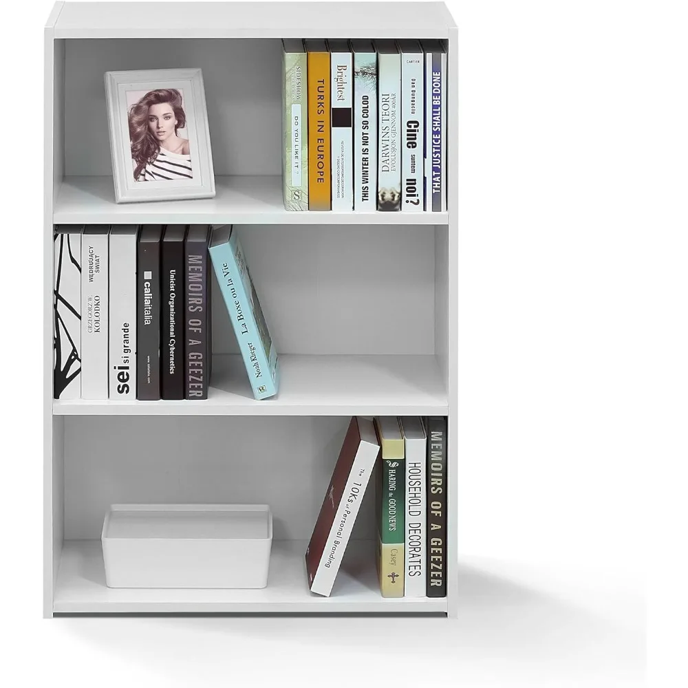 رف كتب حديث من 3 طبقات مع ظهر مغلق، 11.6 × 24.5 × 35.3 بوصة، لتخزين غرفة المعيشة وغرفة النوم والمكتب المنزلي