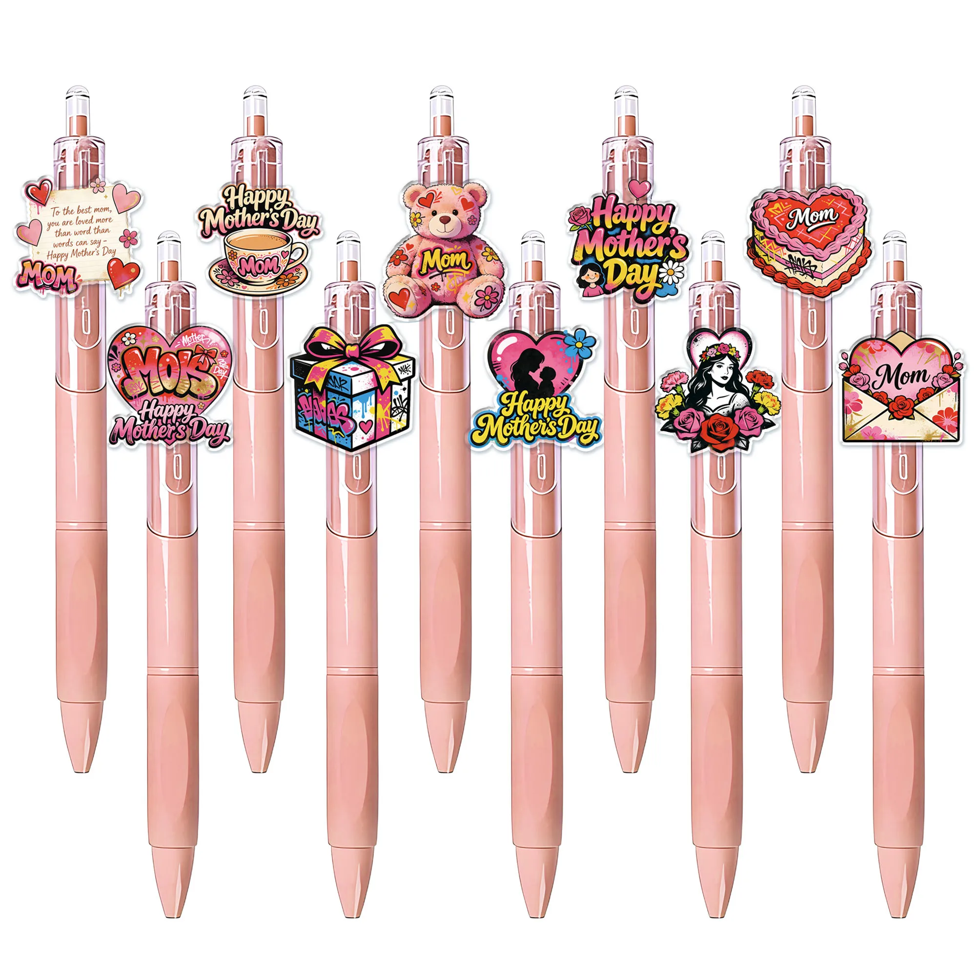 

10pcs Mother's Day themed graffiti style personalized ballpoint pen holiday series press creative pen gift pen for mothers