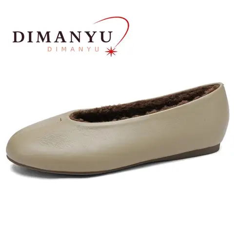 Women's Shoes DIMANYU Women's Ballet Flats Slip On 2026 New Plush-Lined Loafers Women Large Size Winter Shoes Women