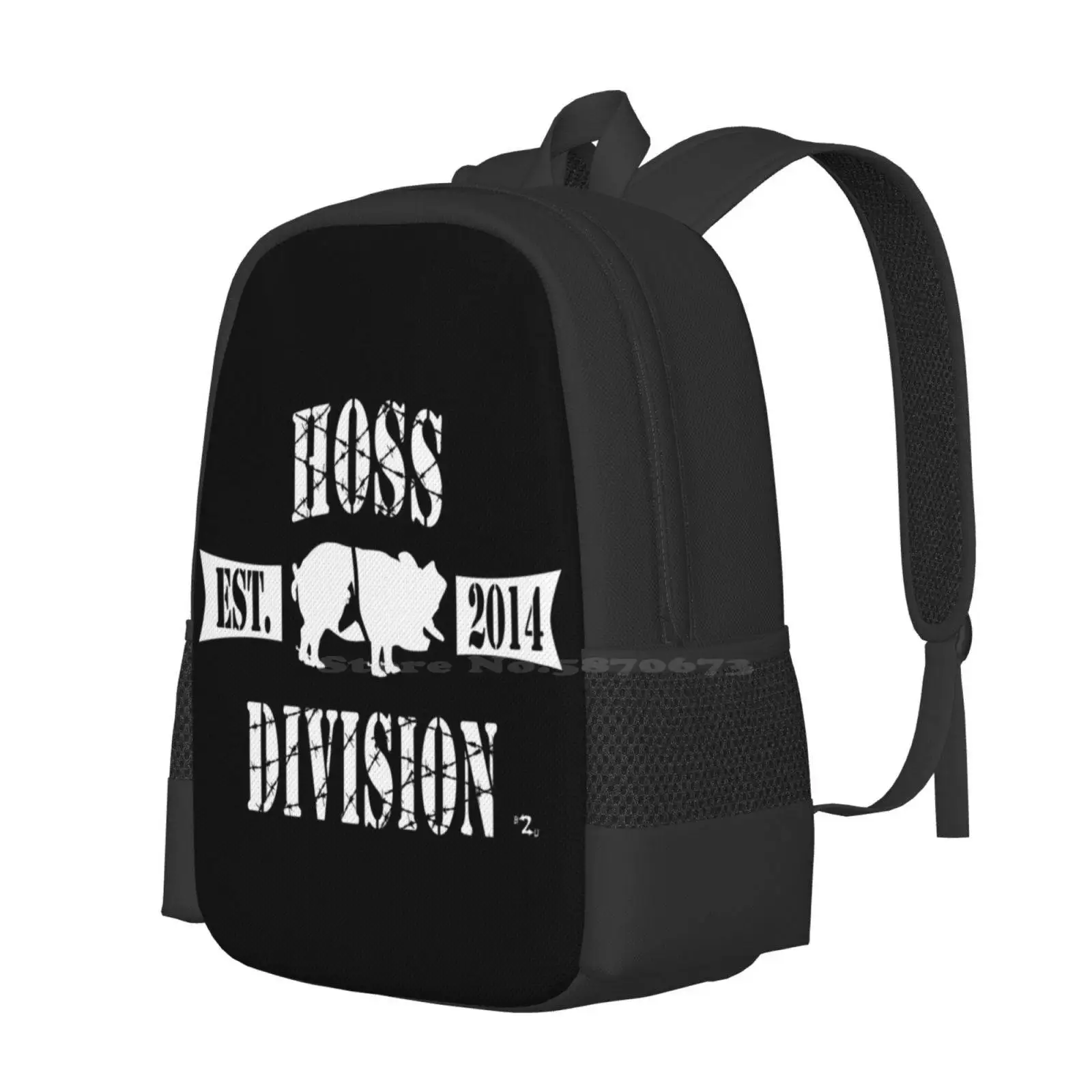 Hoss Division Est. Mochila escolar con diseño de patrón de moda, bolso para portátil de viaje, Hoss Division Aiw Pwponderings Pro Wrestling, 2014