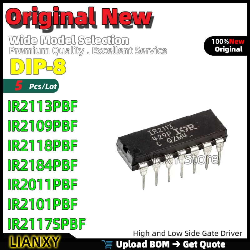5pcs DIP-8 IR2113PBF IR2109PBF IR2118PBF IR2184PBF IR2011PBF IR2101PBF IR2117SPBF High and Low Side Gate Driver New Original
