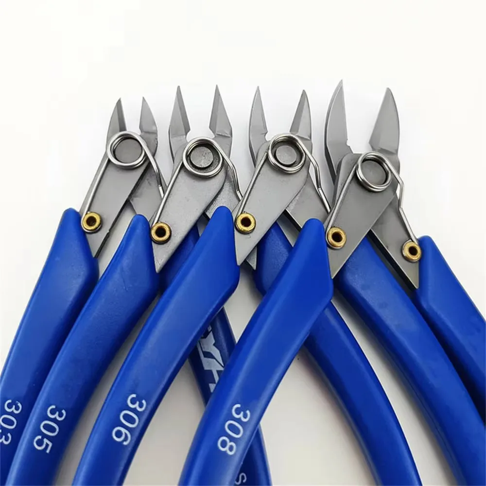 Flush Cutter, Wire Cutter, Micro Cutter, Stainless Steel Side Cutter, Spring-loaded Silicone Handle Sprue Cutting Pliers