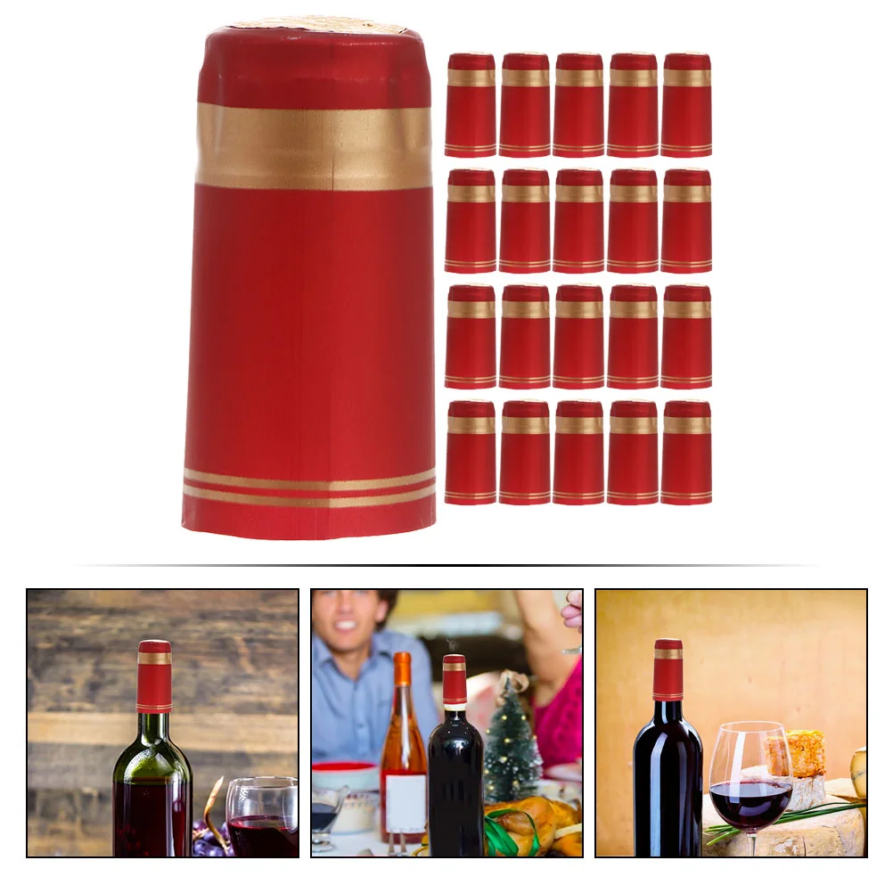 50 Pcs Bottle Red Sealing Film Corks Capsules Pvc Stoppers for Covers