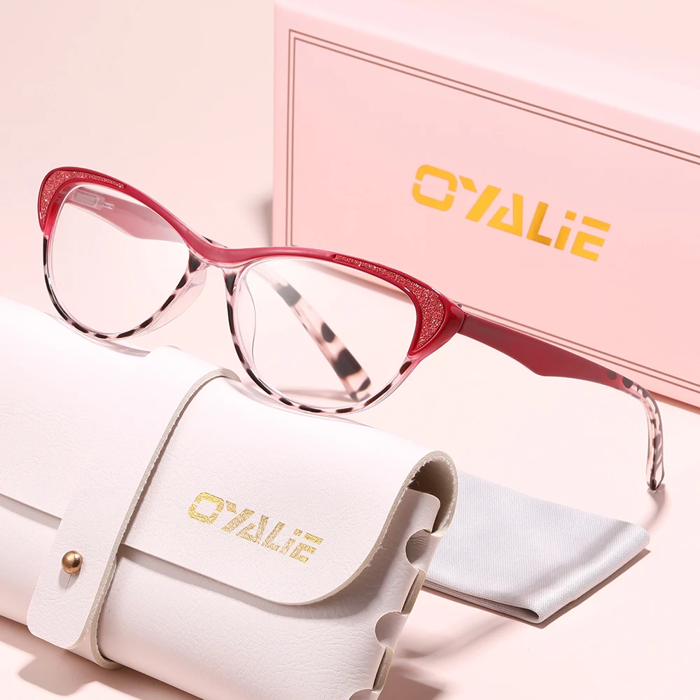 Oyalie Retro Glitter Cat-Eye Frame Glasses, Available in Multiple Colors, Add a Touch of Vintage Fashion, Enhancing Sophistication and Attracting Attention, Suitable for Pairing with Clothing Accessories in Various Occasions