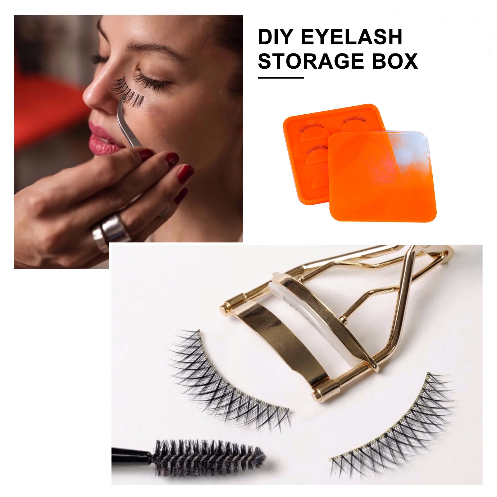 

Silicone Epoxy Mold Eyelash Storage Box Lid Holder DIY Craft Gift Container Eyelash Display Tray Mold Tool