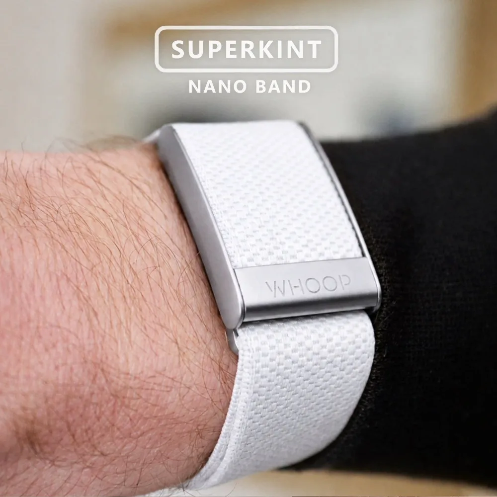 Compatible with WHOOP 4.0 White Woven Nylon Band Silver U-Shaped Metal Buckle Replacement Sport Wrist Strap