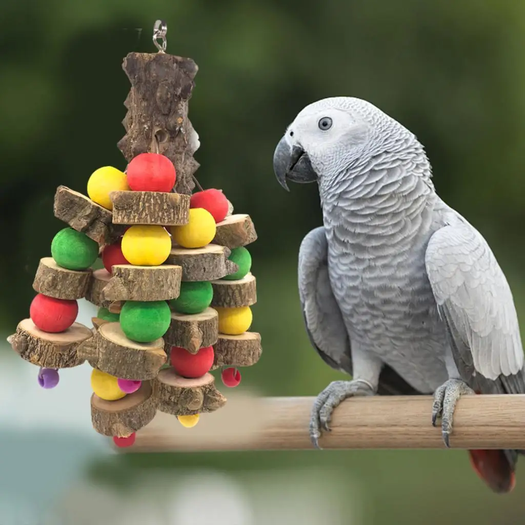 Hanging Wooden Chew Bird Toy Tabletop Playstand Perch Large Cage Accessories for Parrots and Medium Birds Hanging Wooden Chew Bird Toy Tabletop Playstand Perch Large Cage Accessories for Parrots and Medium Birds