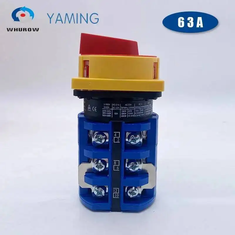 

YMW26GS-63A 5.5N/3 Rotary Cam Switch Isolator Changeover Power Cut-off Knob Padlock Master Control Circuit OFF-ON LW28 LW26GS