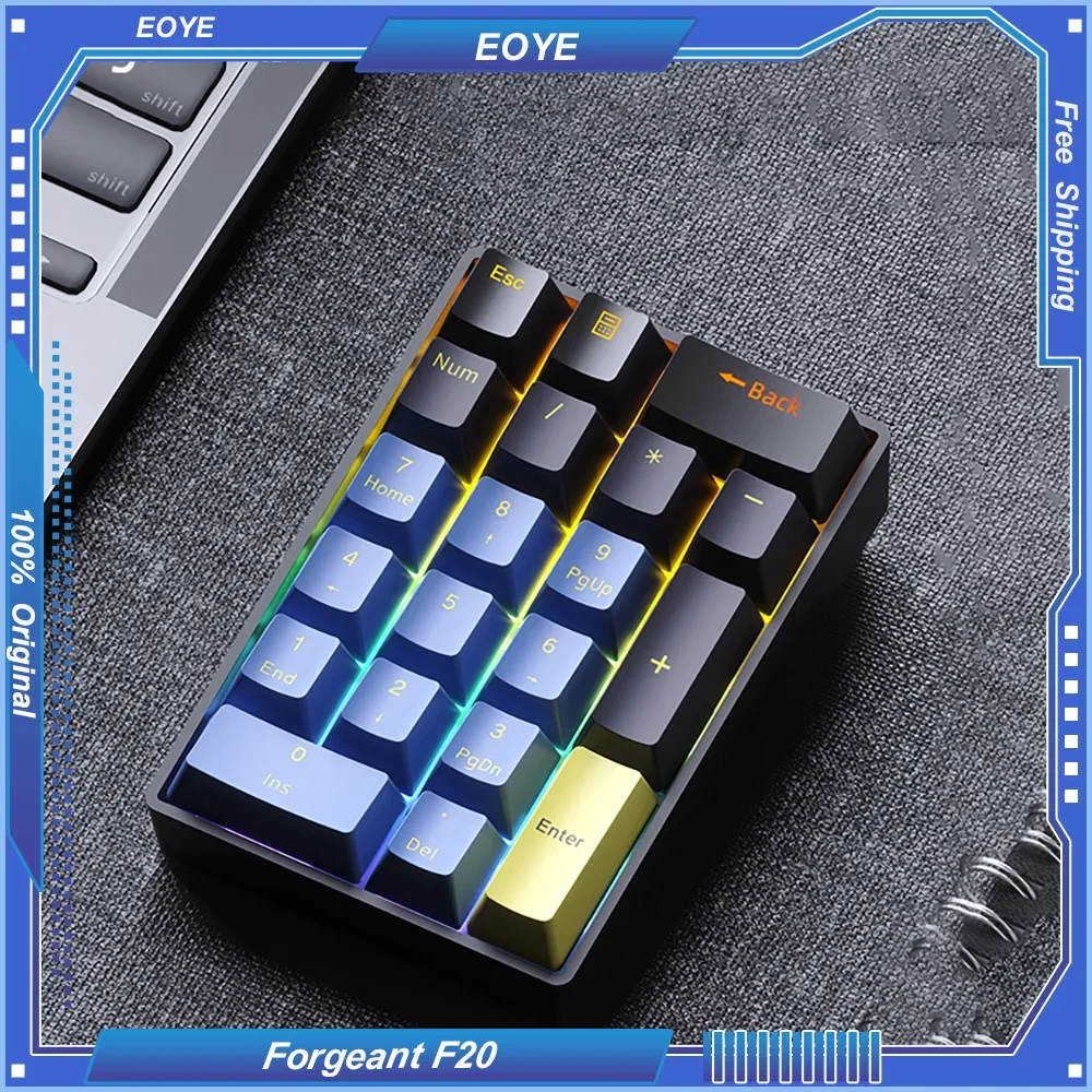 Forgeant F20 Digital Mechanical Keypad Mini Keyboard RGB Wired 20 Keys for Accountant Laptop External Portable Financial Office