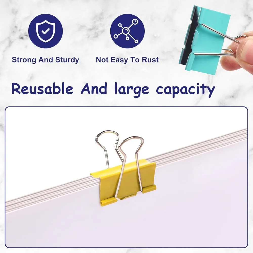 Large Binder Clips 1.6 Inch (36 pcs), Colored Big Paper Clips for Office