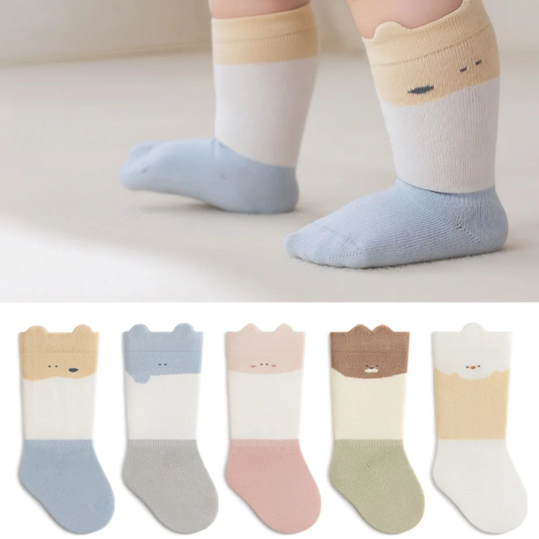 2026 Fall 0-5 Y Newborn Baby High Crew Socks Cute Kids Socks Loose Infant Mid Calf Socks Soft Breathable Daily Toddler Sock