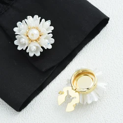 ICEYY Large Handwoven Pearl Flower Button Covers Set Womens Shirt Cufflinks for Tux Shirt Decoration Clothes