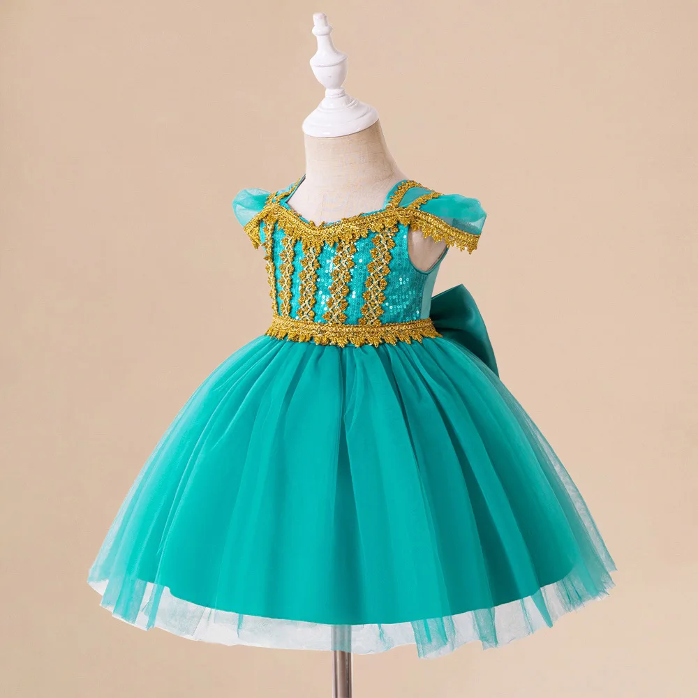 Infant Baby 1st Birthday Jasmine Costume for Aladdin Princess Magic Lamp Dress Sets Carnival Clothing Vestidos Party Cosplay