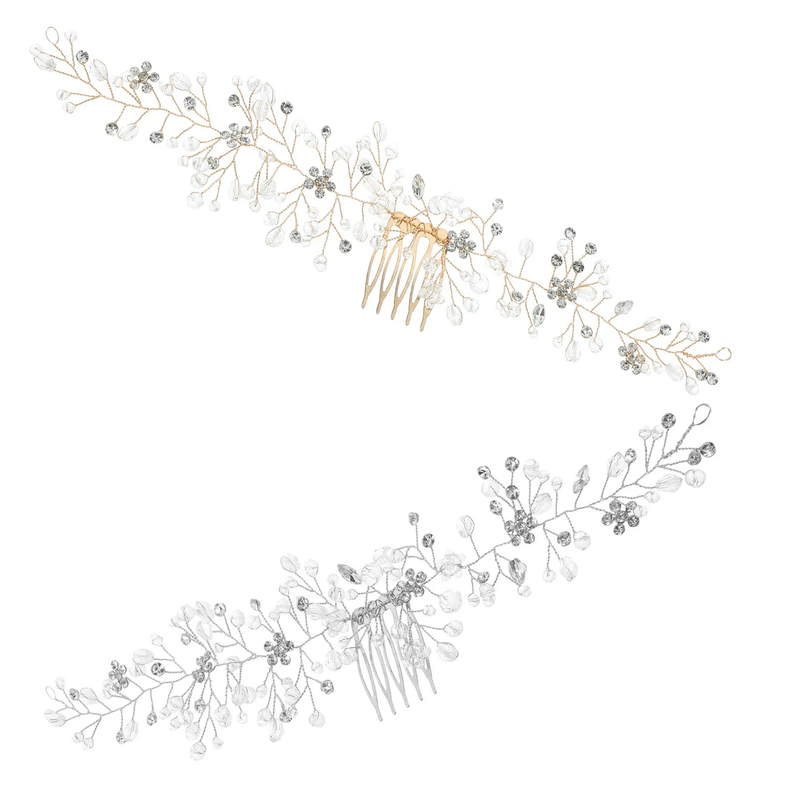 

2pcs Wedding Crystal Hair Comb Rhinestone Bridal Hair Accessories Sparkly Flower Comb Clip For Bride Bridesmaid Prom Formal