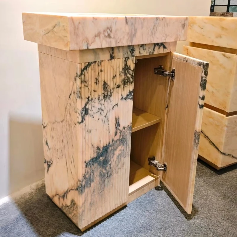 Pink Marble Bathroom Cabinets Luxury Statues Grey Pink Dressers Countertops Bathroom Storage Furniture