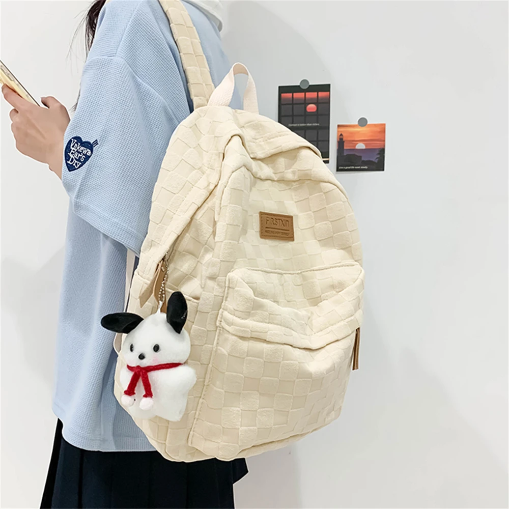 Large Capacity Ladies Backpack Solid Color High Quality Canvas Ladies Student Bag Fashion New Women Shoulder Bags Bolsa Feminina