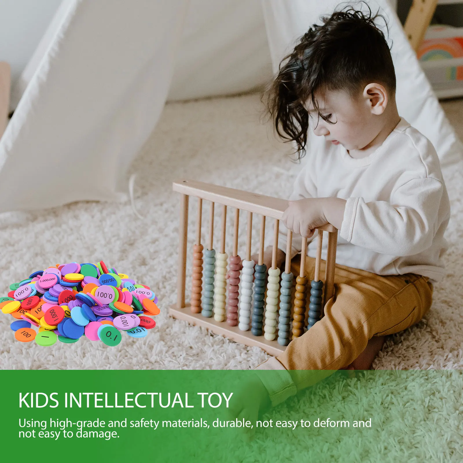 

160Pcs Place Value Disks Eva Wear Resistant Math Number Counting Disks Bright Colors Kids Learning Props Early Education