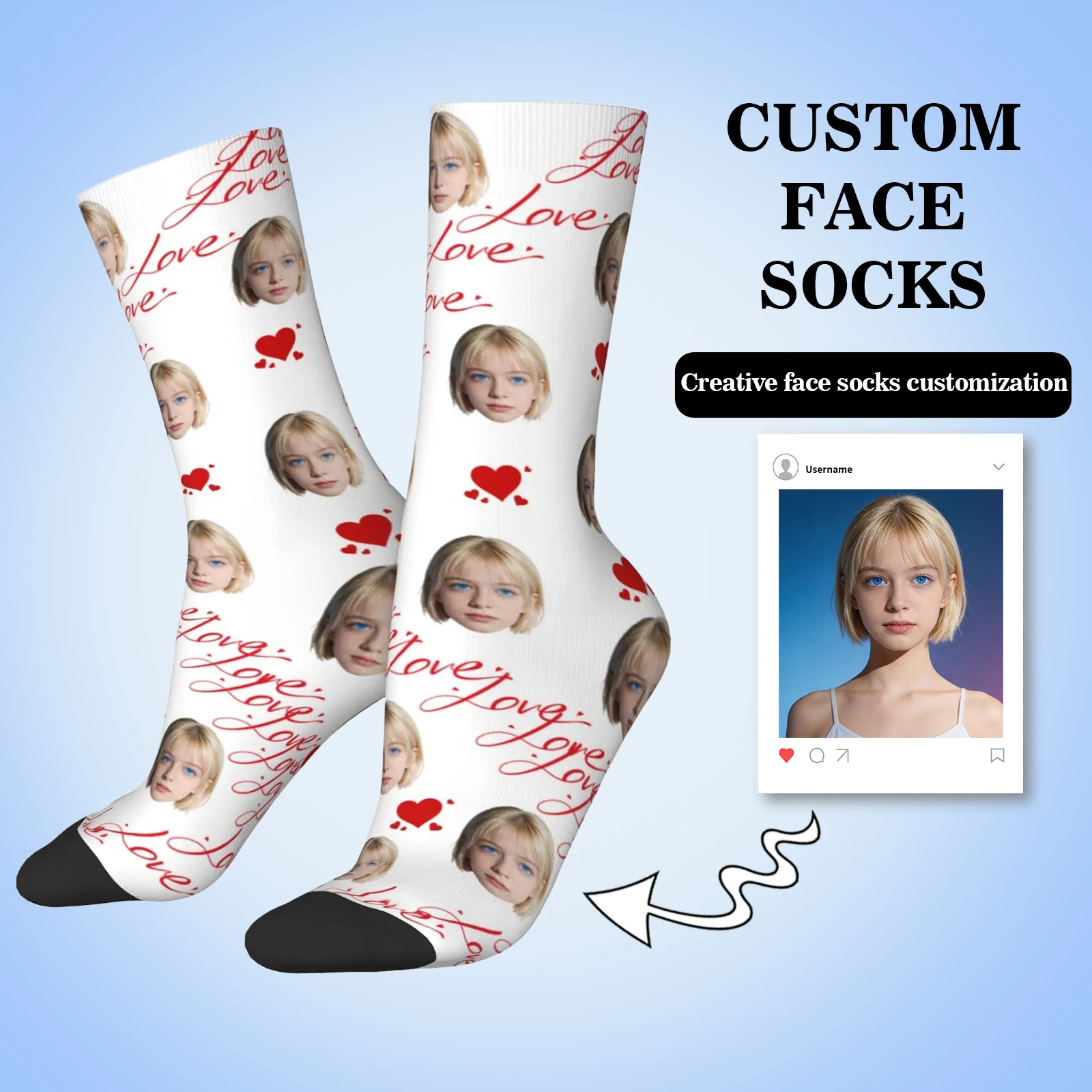 Customized face-shaped socks  DIY Unisex customized socks Personalized picture socks Photo socks Customized socks as gifts