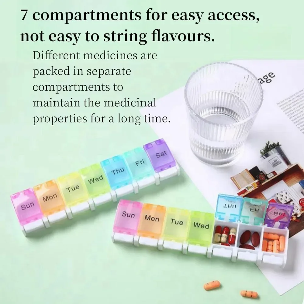 Medical Pill Box 7 Slots Weekly 7 Days Medicine Weekly Pill Case Storage Box Travel Home Medicine Box Accessories