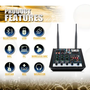 4 -Channel DJ Audio -Mischkonsole mit Bluetooth -Mixer Wireless UHF -Mikrofon für Home Karaoke Studio 10 Hauptverkaufsredner 4 - №9