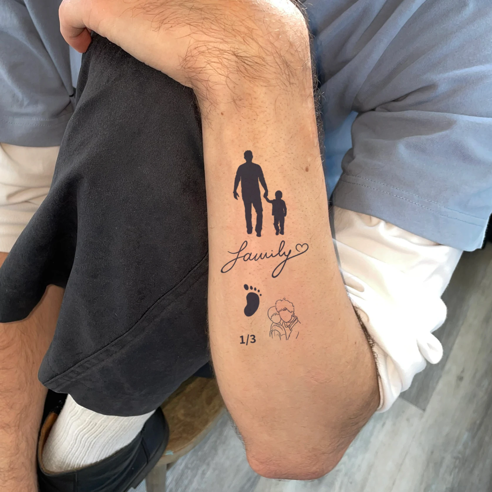 Tatuaje de letras familiares para hombres y mujeres, tatuaje temporal para bebés, arte corporal abstracto, pegatina de transferencia, 1 unidad