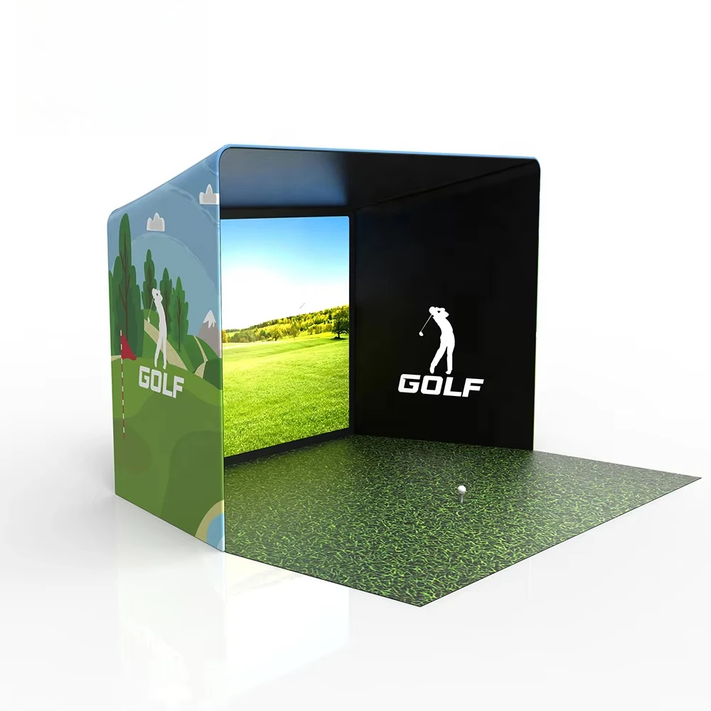 

Portable 14x8ft indoor golf practice batting net fabric housing, golf emulator