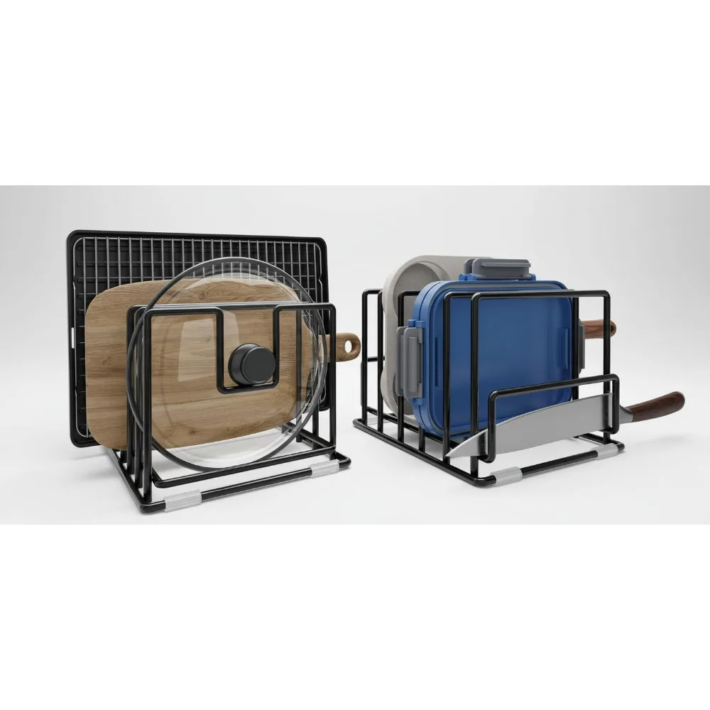 

Кухонный органайзер из 2 предметов с 7 и 5 слотами, прочная разделочная доска из железа и держателем крышки кастрюли для компактного хранения